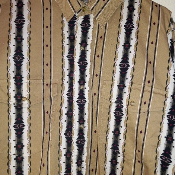 Western Wear Big MAN Long Sleeve Pearl Snap Button Down Shirt - Picture 4 of 6